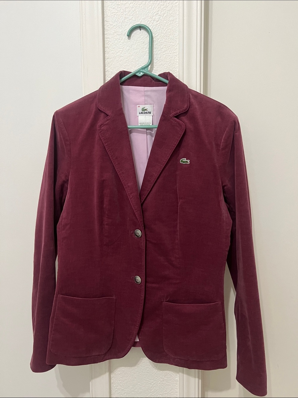 Lacoste Women’s Wine Corduroy Blazer Jacket